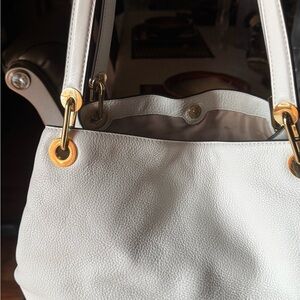 Michael Kors White Leather Tote Bag